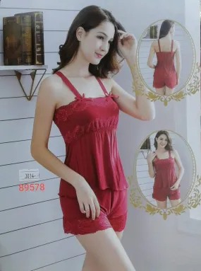 2 Pcs Sexy Short Nighty - Red