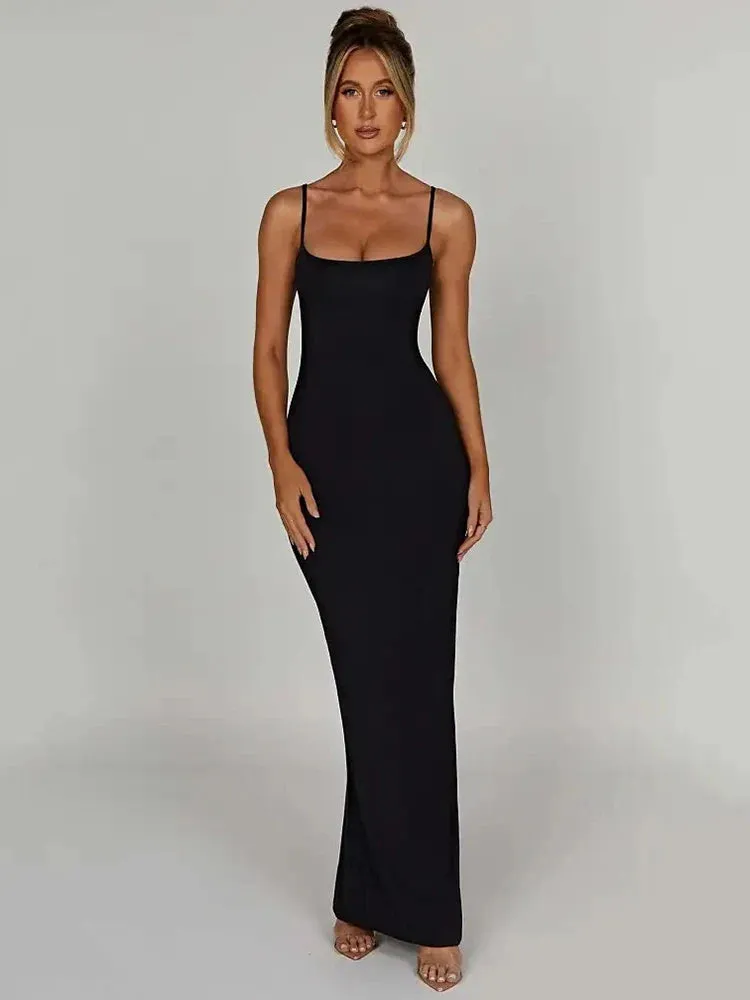 2024 Spaghetti Strap Sleeveless Club Party Sexy Backless Bodycon Dress