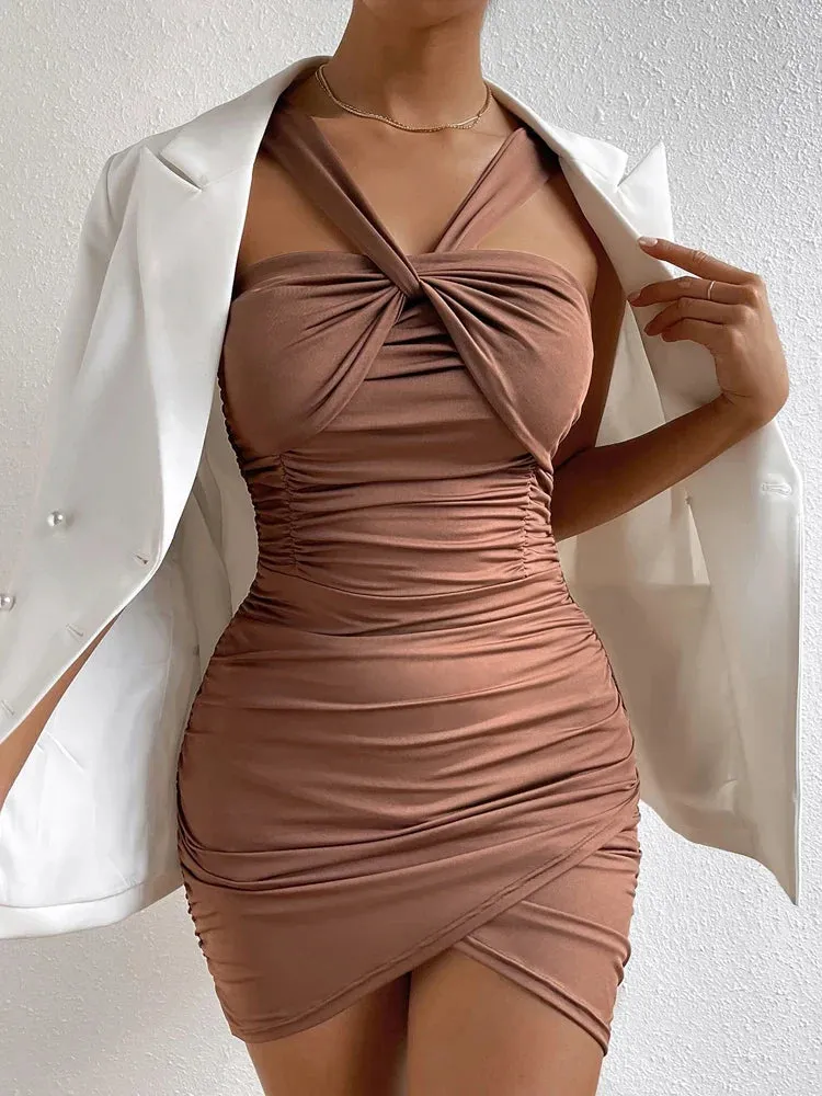 2024 Tight Bodycon Evening Club Dress Summer Deep V Cut Out Dresses