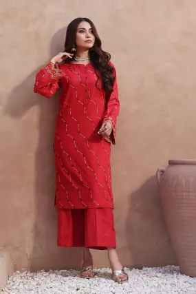 2PC Stitched Embroidered Khaddar Shirt & Trouser RKTE-2397