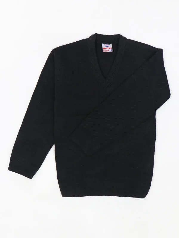 3Yrs - 8Yrs Black Full Sleeve Sweater For Kids KSW07