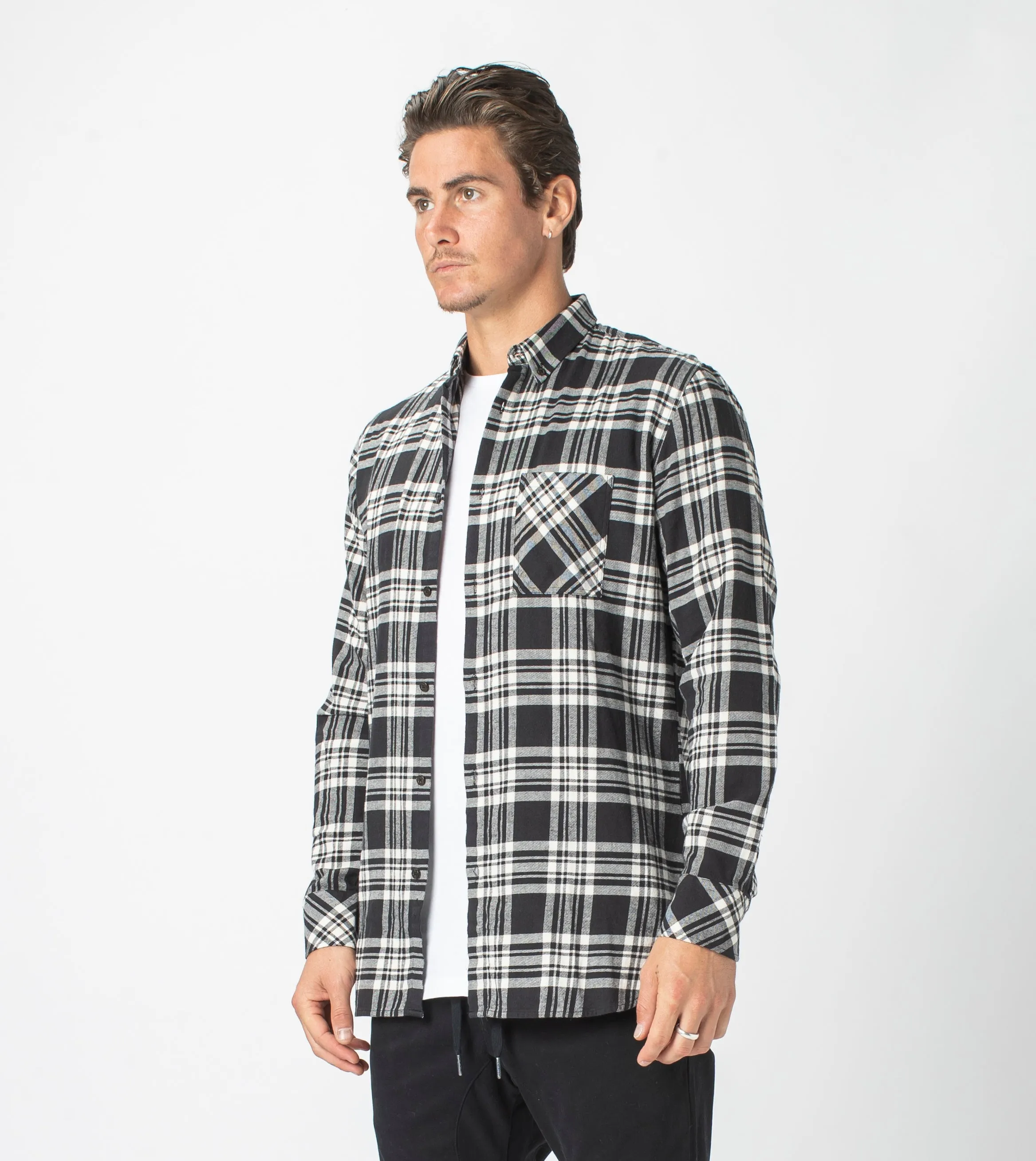 7 Foot Work Flannel LS Shirt Black/Milk