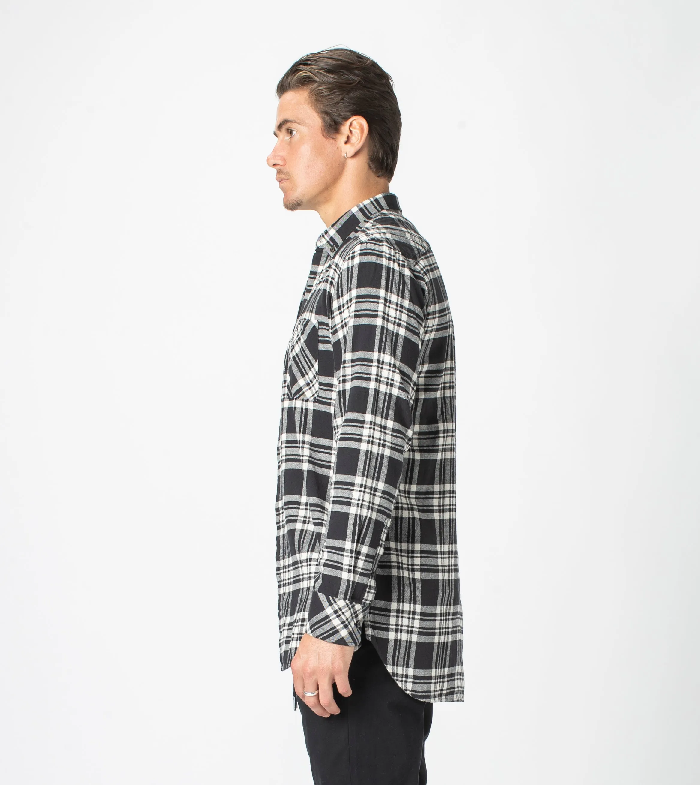 7 Foot Work Flannel LS Shirt Black/Milk