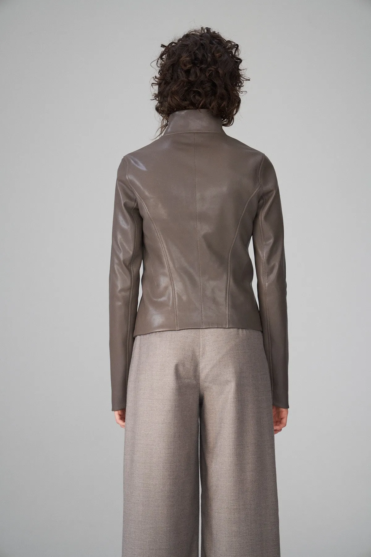 Alba - Warm Grey Leather Jacket