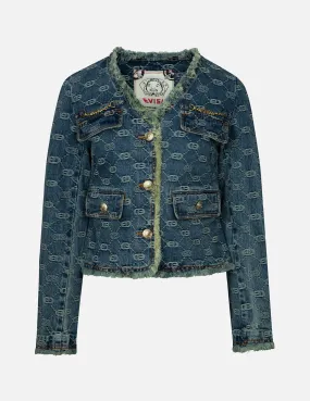 Allover Logo Jacquard Fashion Fit Denim Jacket