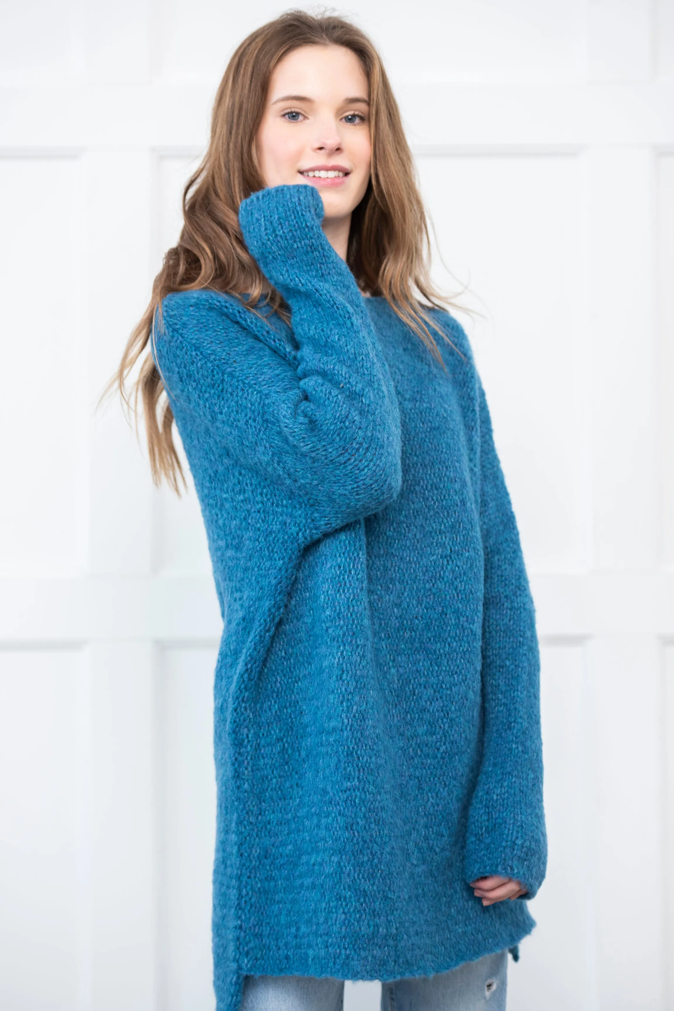 Alpaca wool sweater dress .