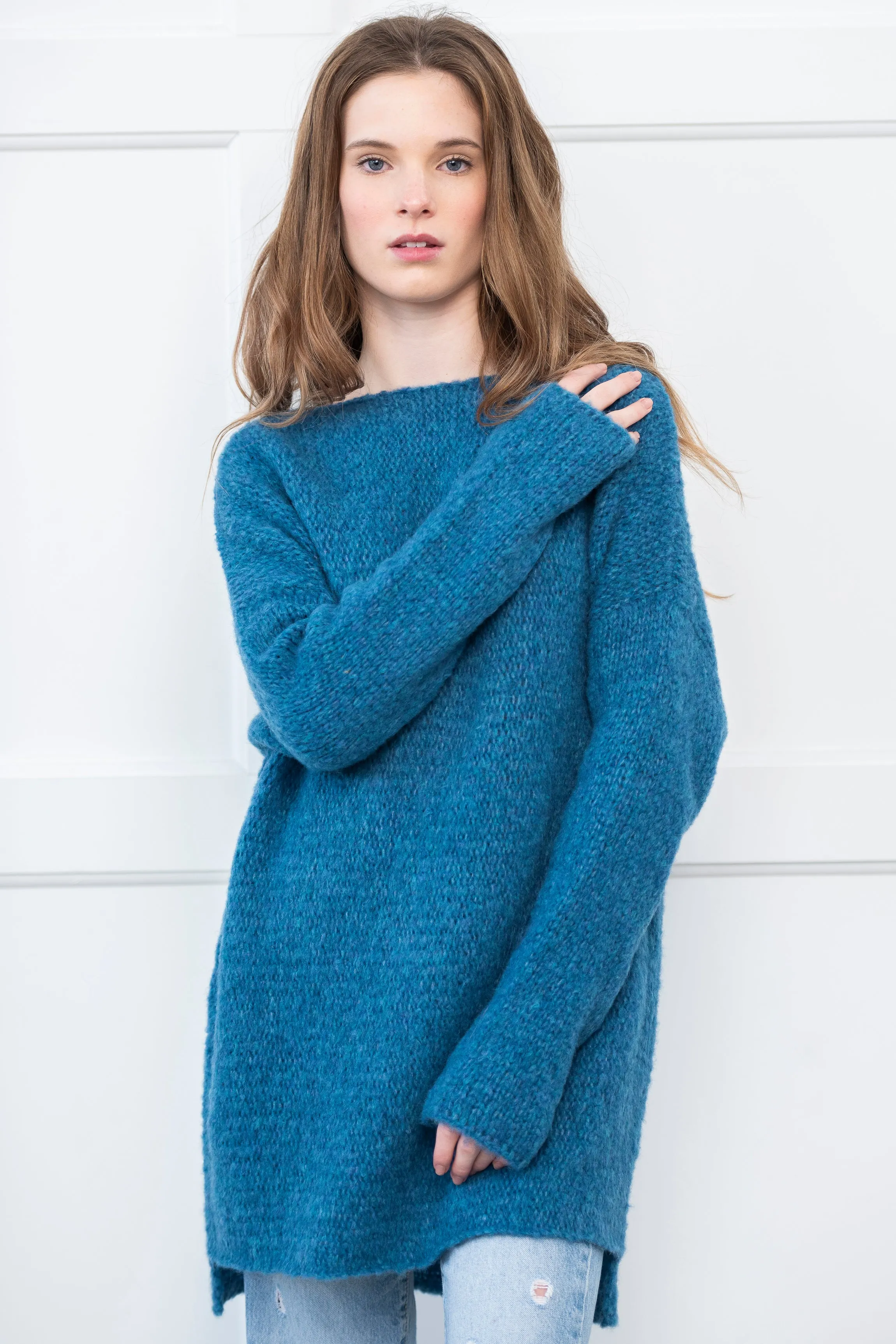 Alpaca wool sweater dress .