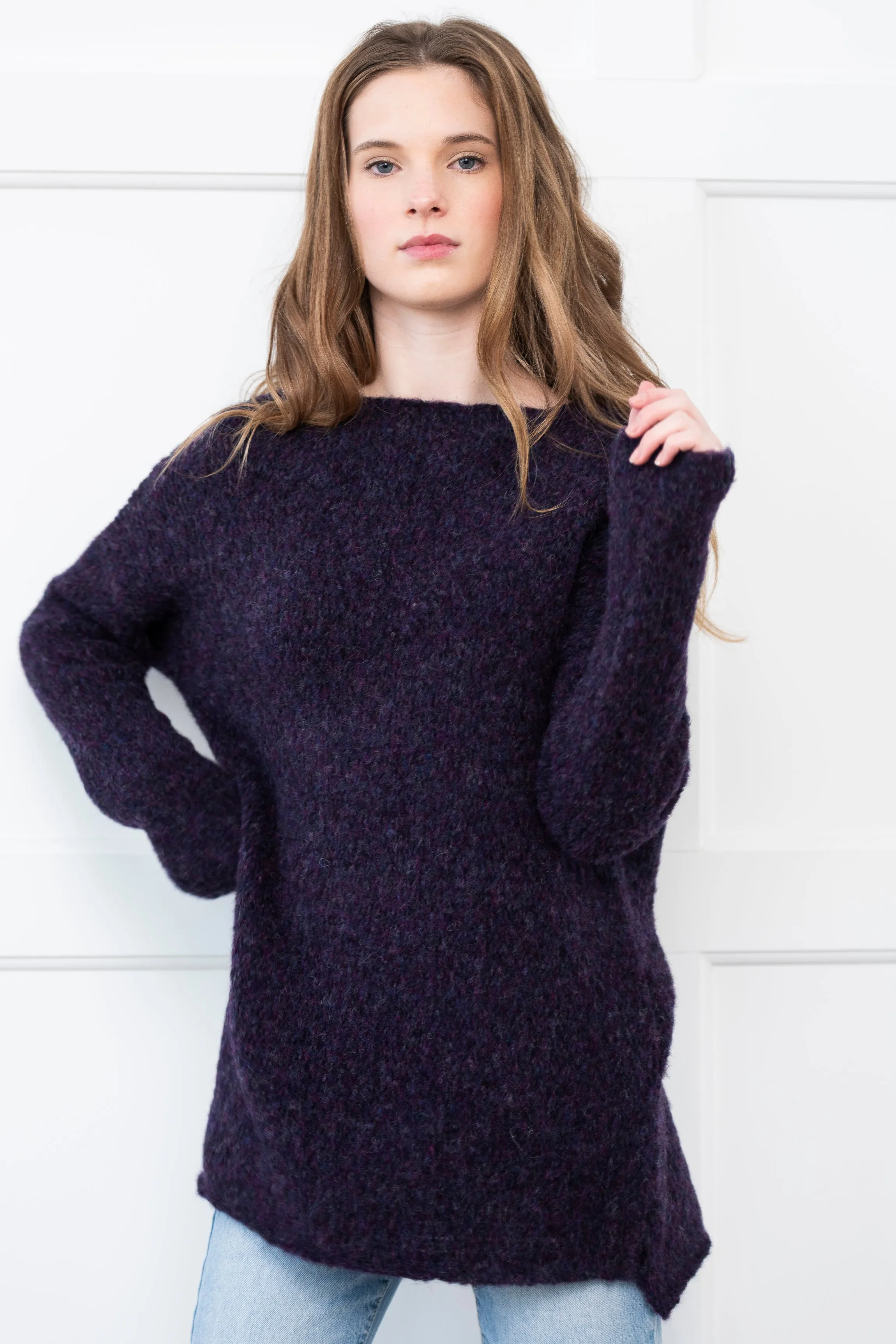 Alpaca wool sweater dress .