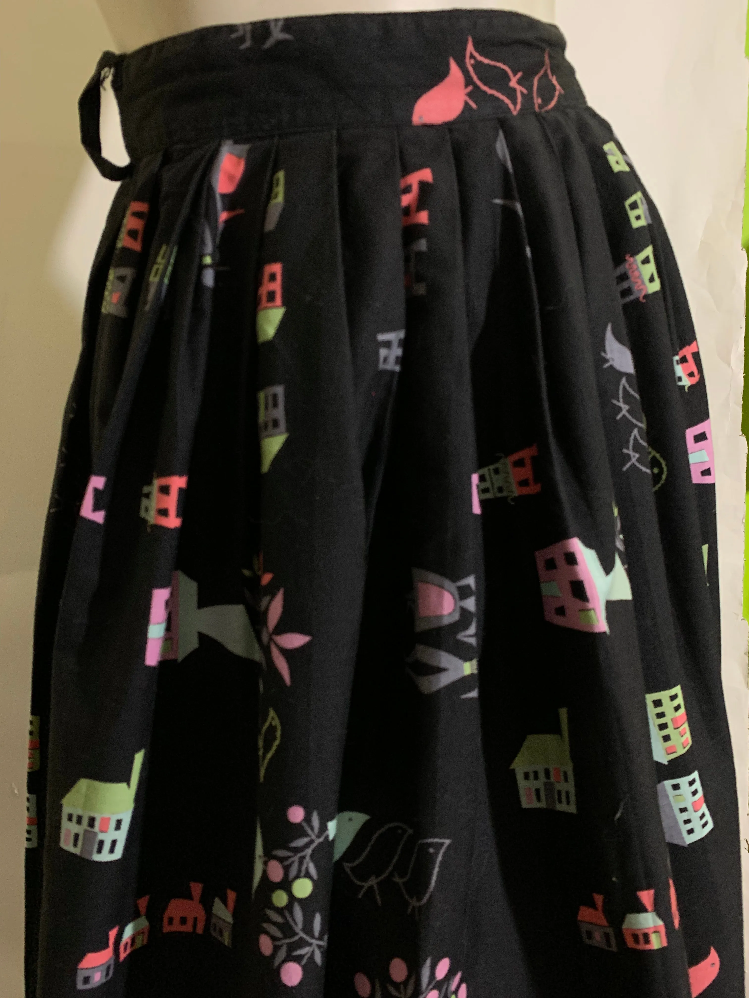 American Artists Midcentury Modern Atomic Print Full Skirt circa 1950s