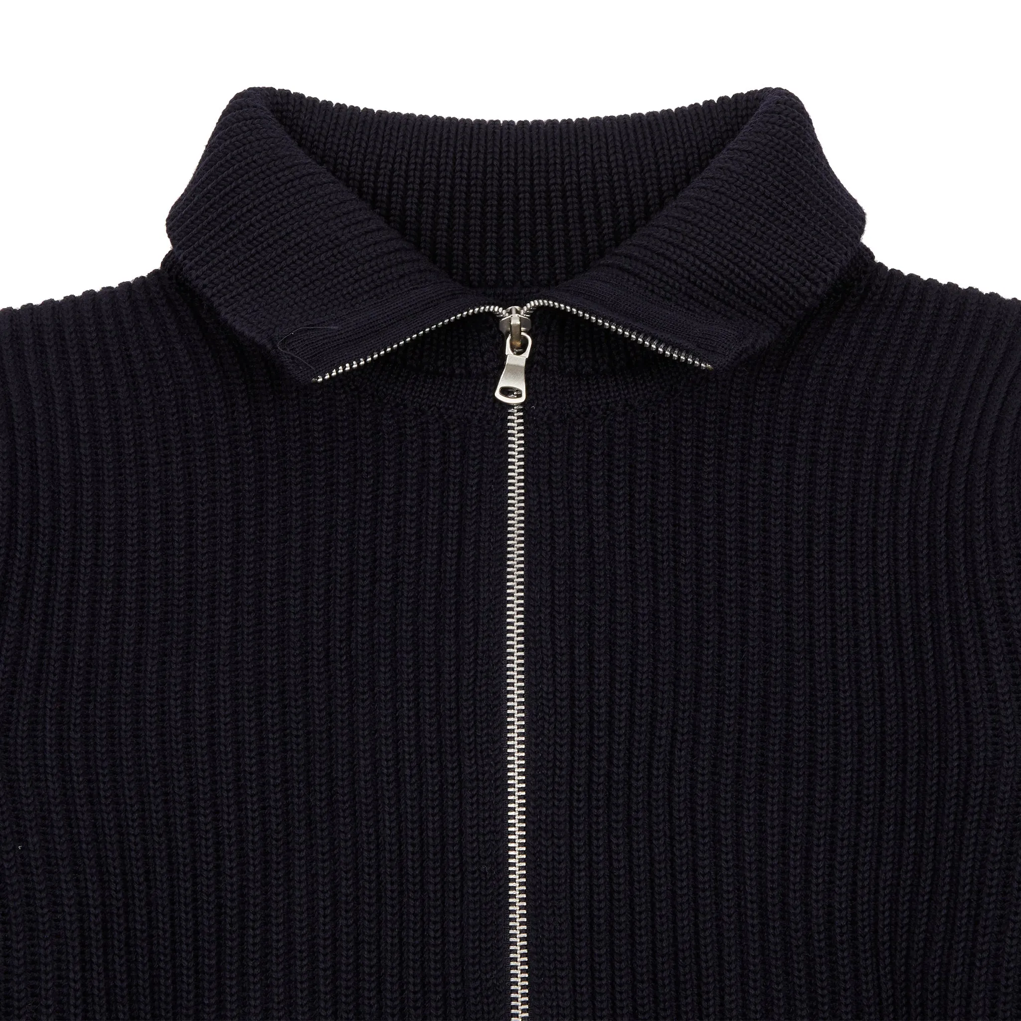 Andersen-Andersen Navy Full-Zip Pockets Sweater in Navy Blue