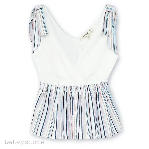 Anthropologie Dolan V-Neck Peplum Bow Tie Tank