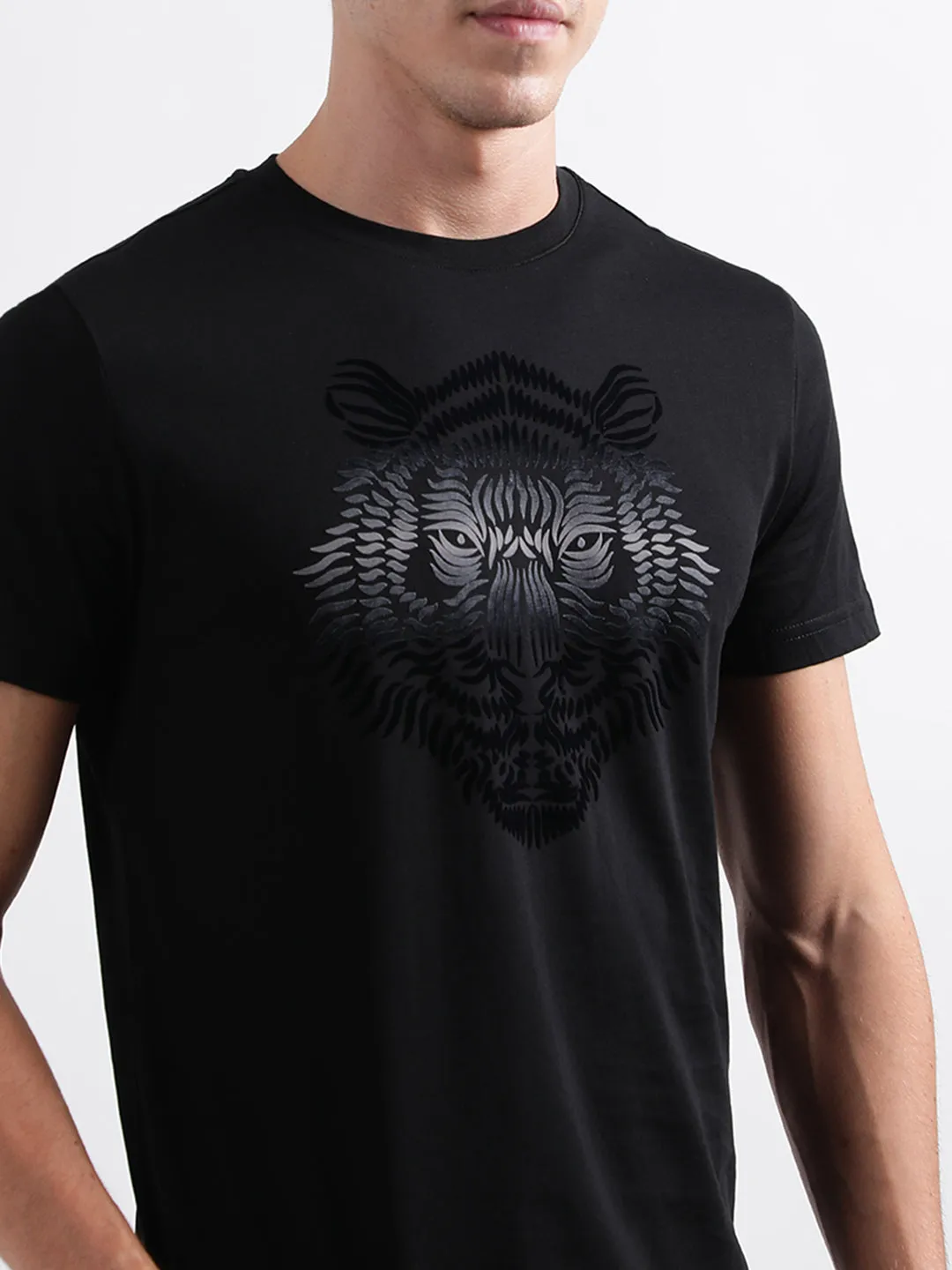 Antony Morato Black Animal Print Slim Fit T-Shirt