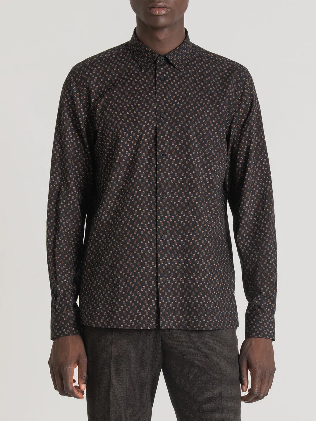 Antony Morato Black Fashion Printed Regular Fit Shirt