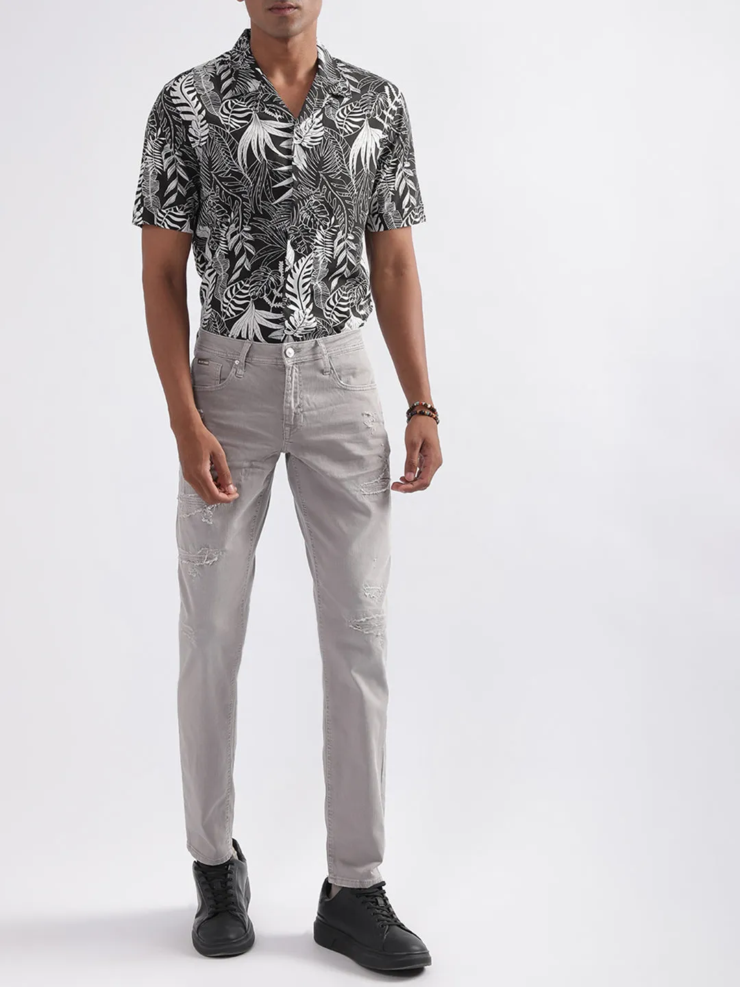 Antony Morato Black Printed Regular Fit Shirt