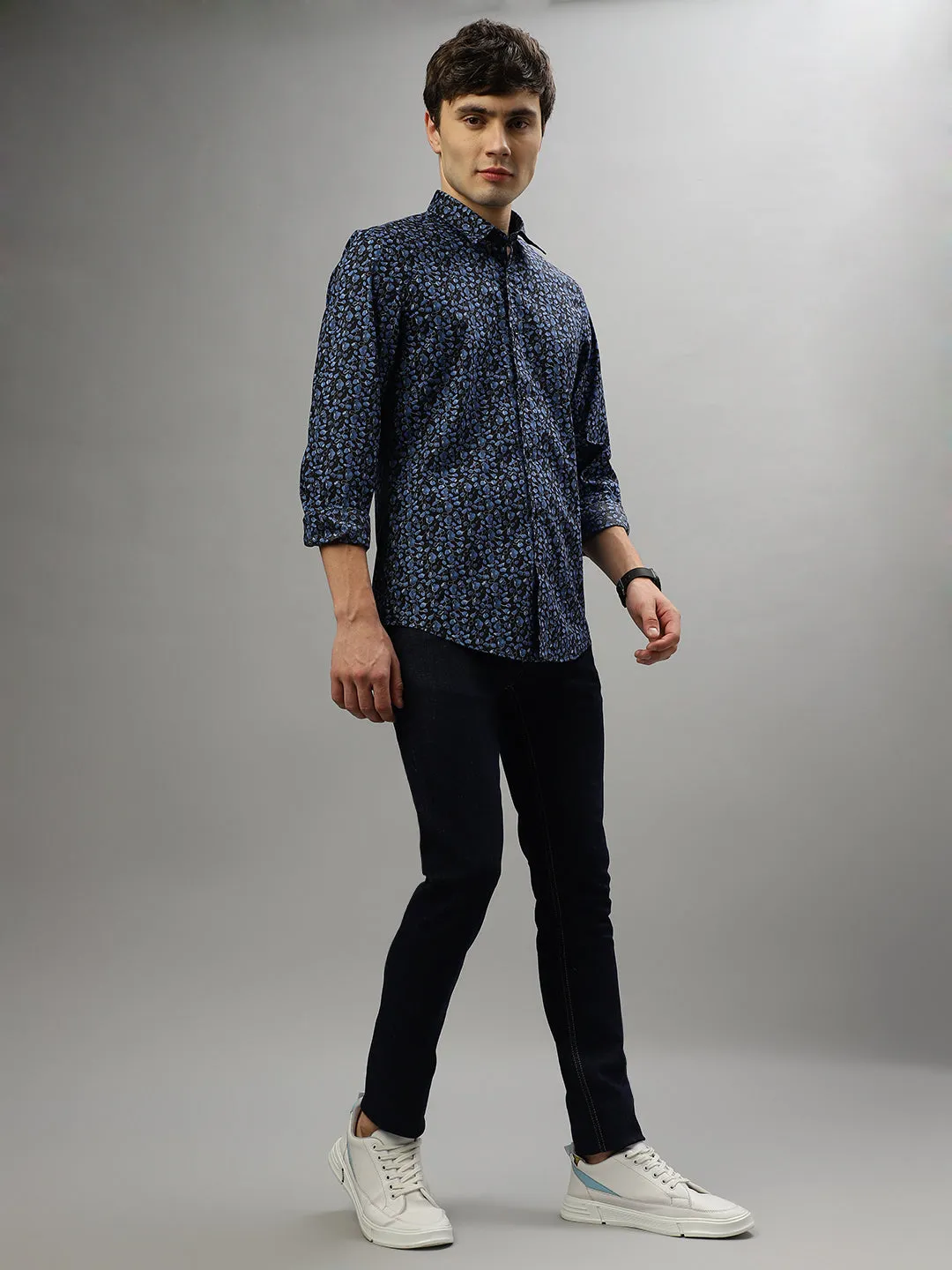 Antony Morato Blue Fashion Printed Slim Fit Shirt