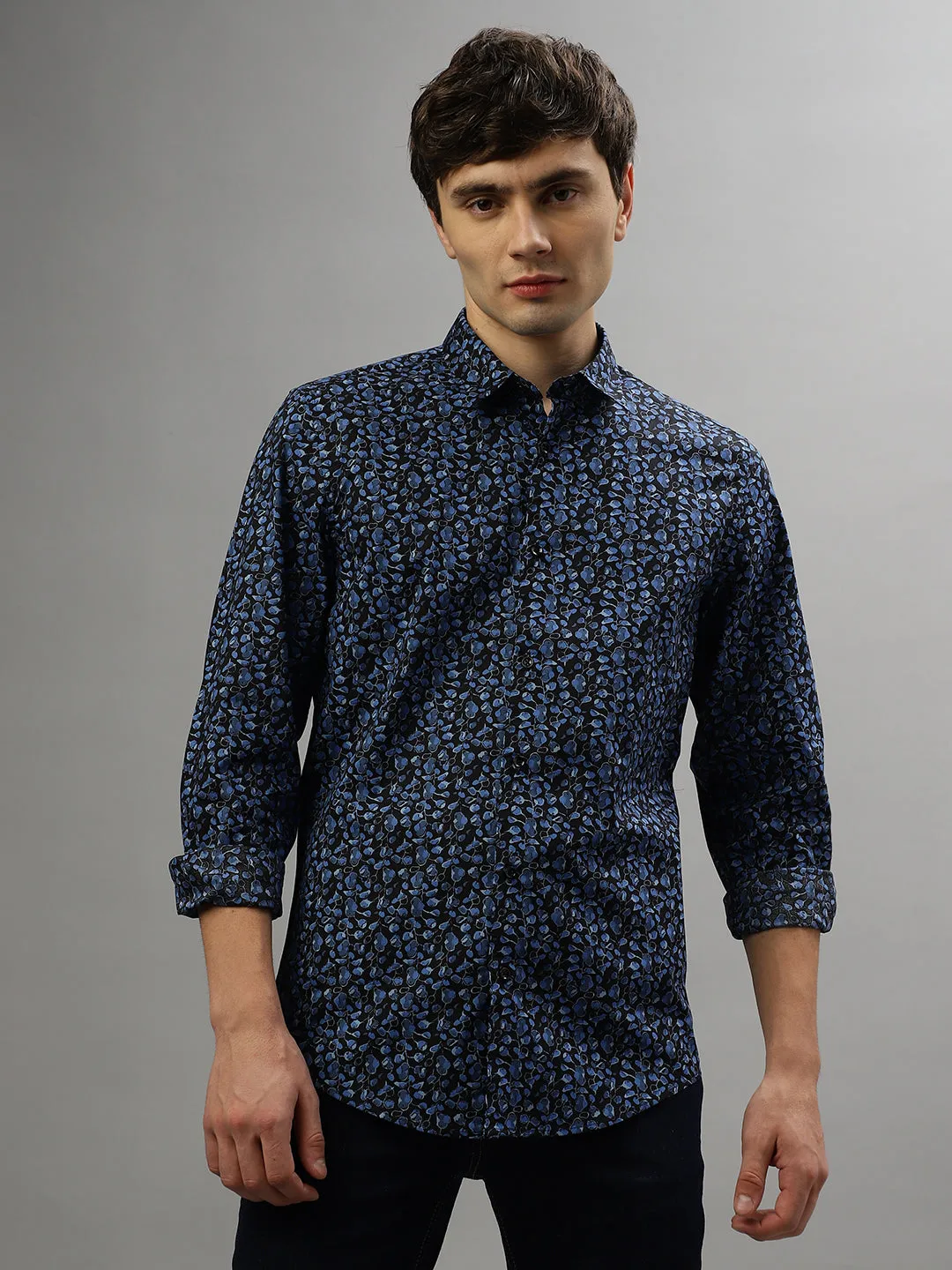 Antony Morato Blue Fashion Printed Slim Fit Shirt