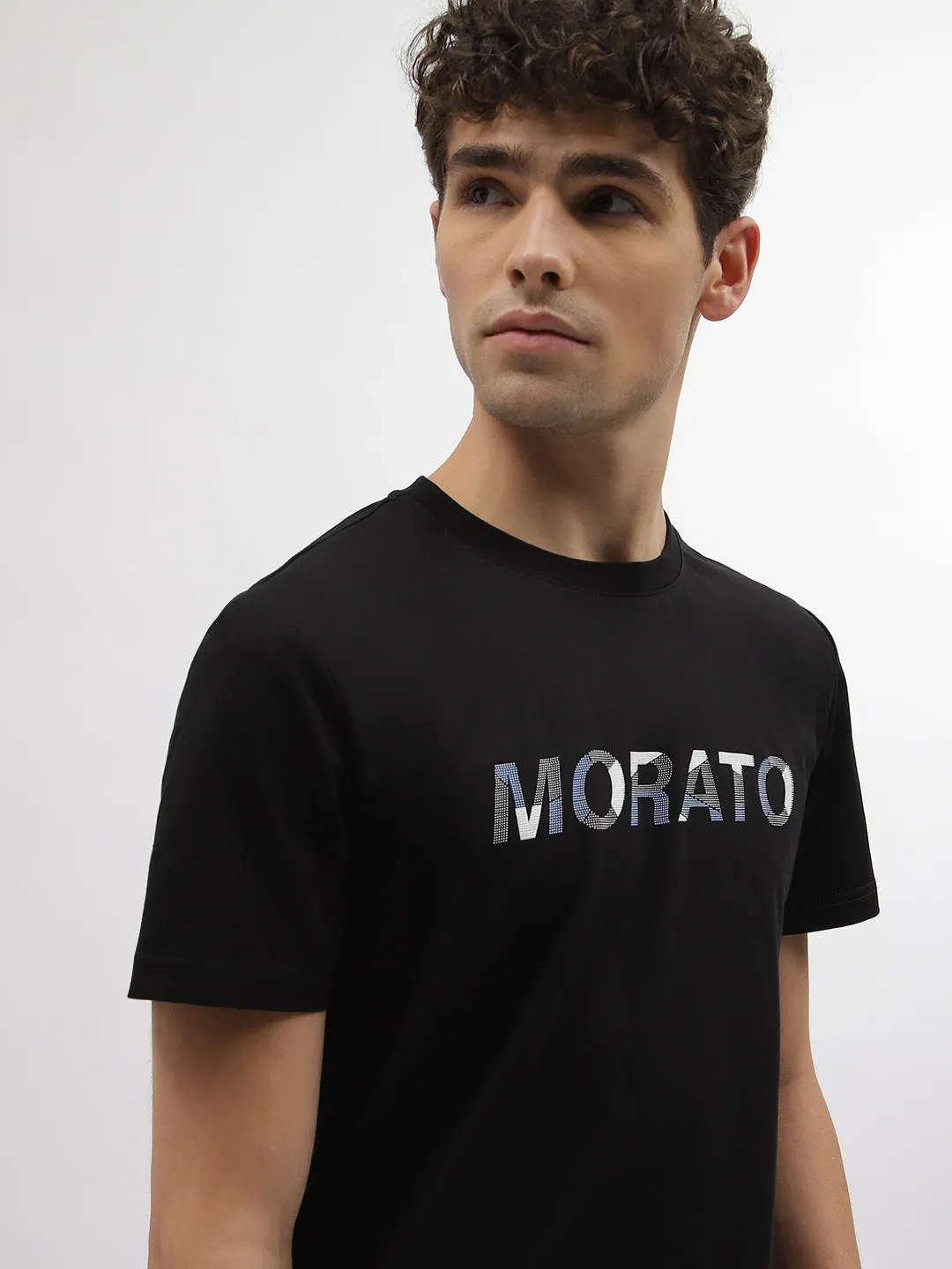 Antony Morato Men Black Printed Round Neck Short Sleeves T-Shirt