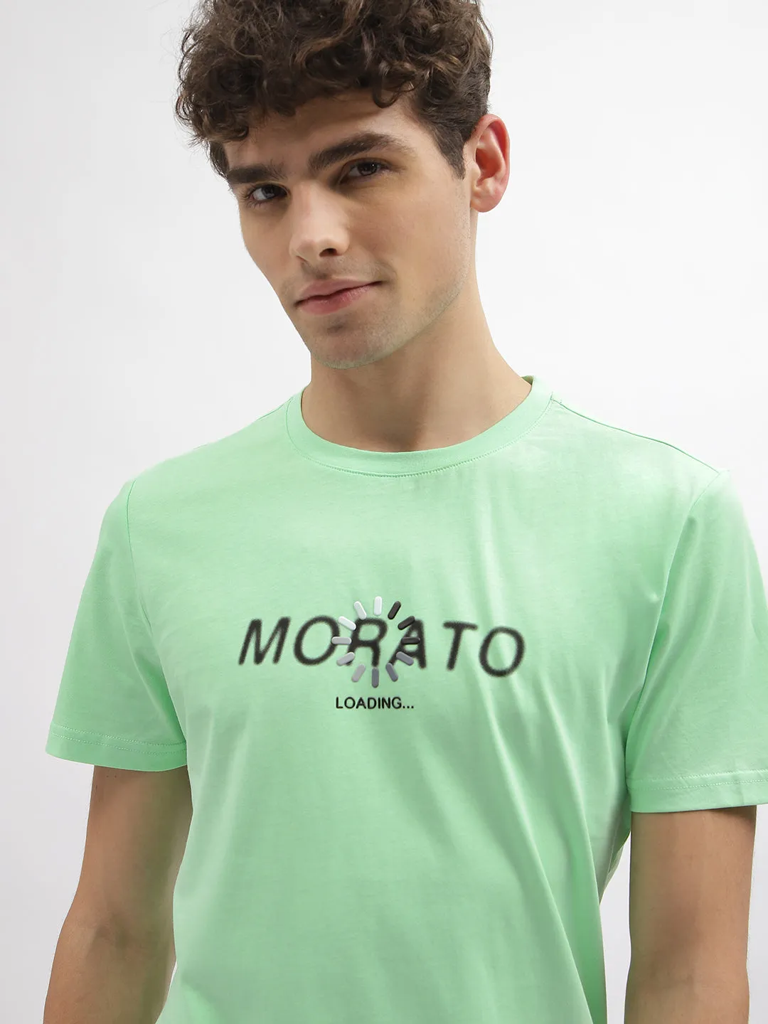 Antony Morato Men Green Printed Round Neck Short Sleeves T-Shirt