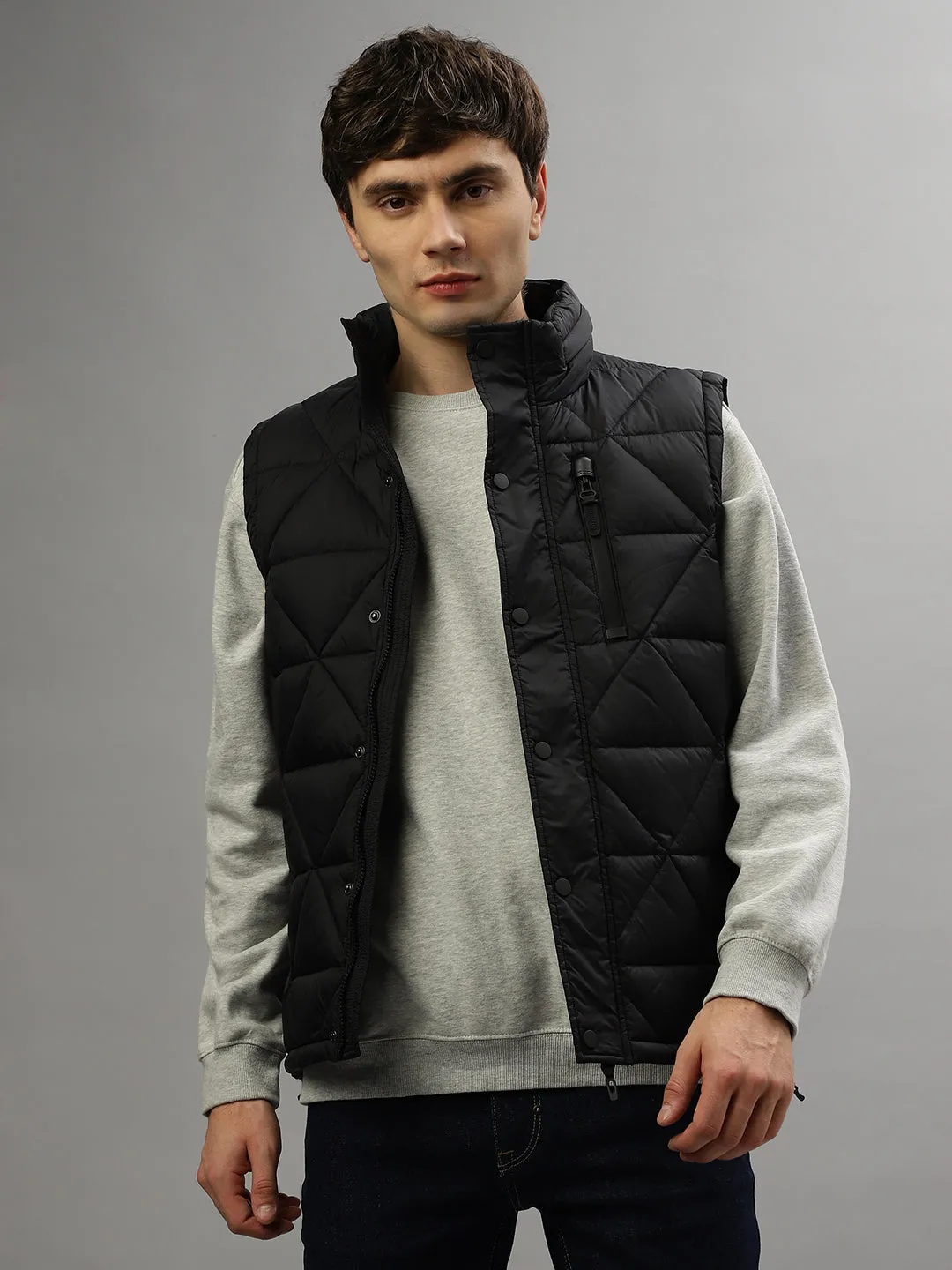 Antony Morato Men Solid Sleeveless Hooded Jacket