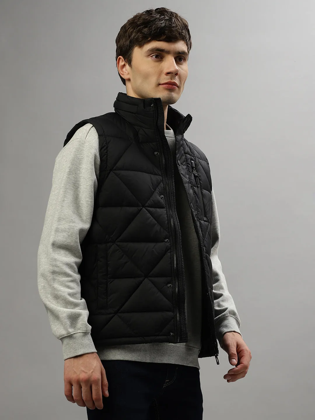 Antony Morato Men Solid Sleeveless Hooded Jacket