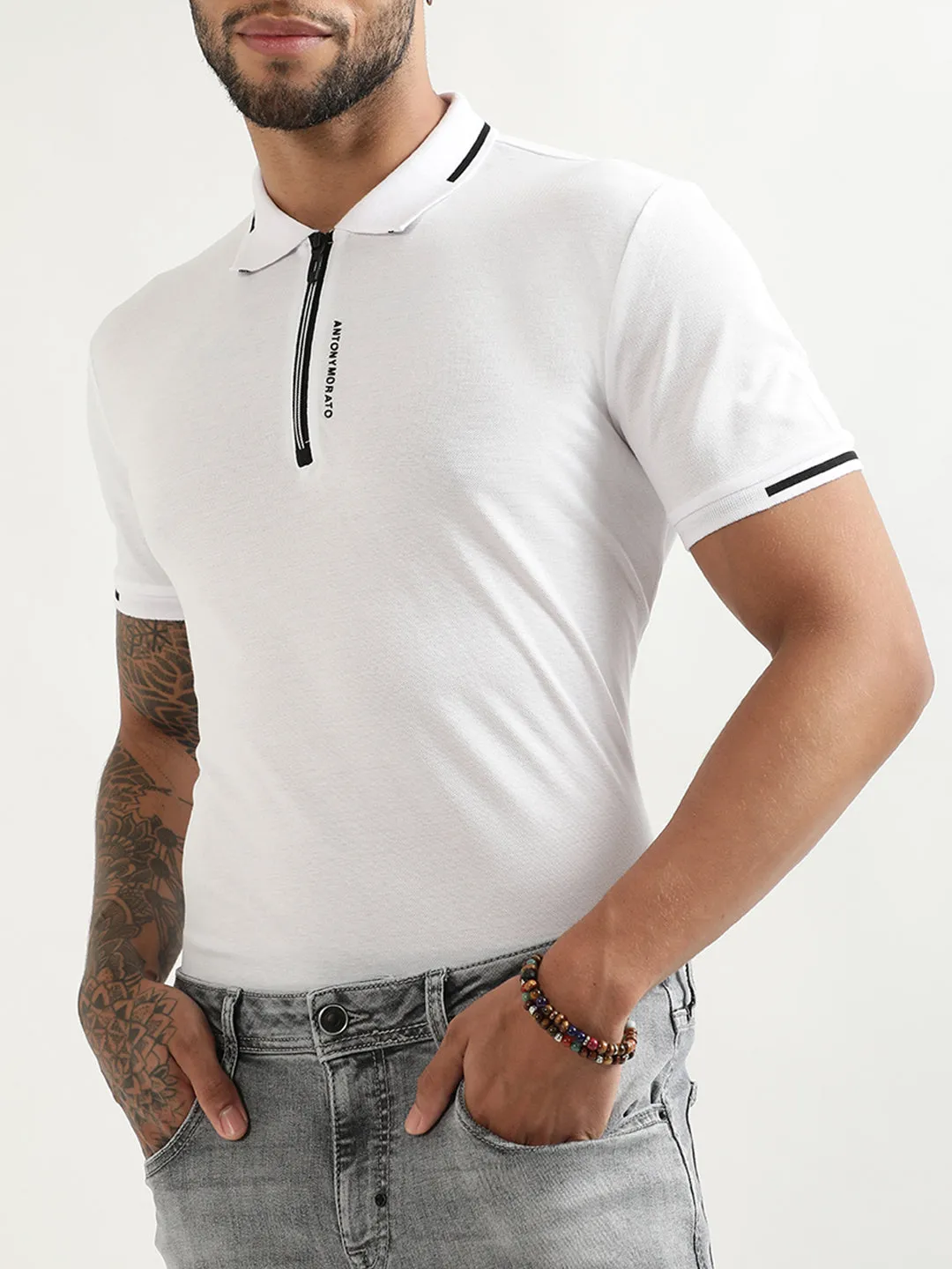 Antony Morato White Slim Fit Polo T-Shirt