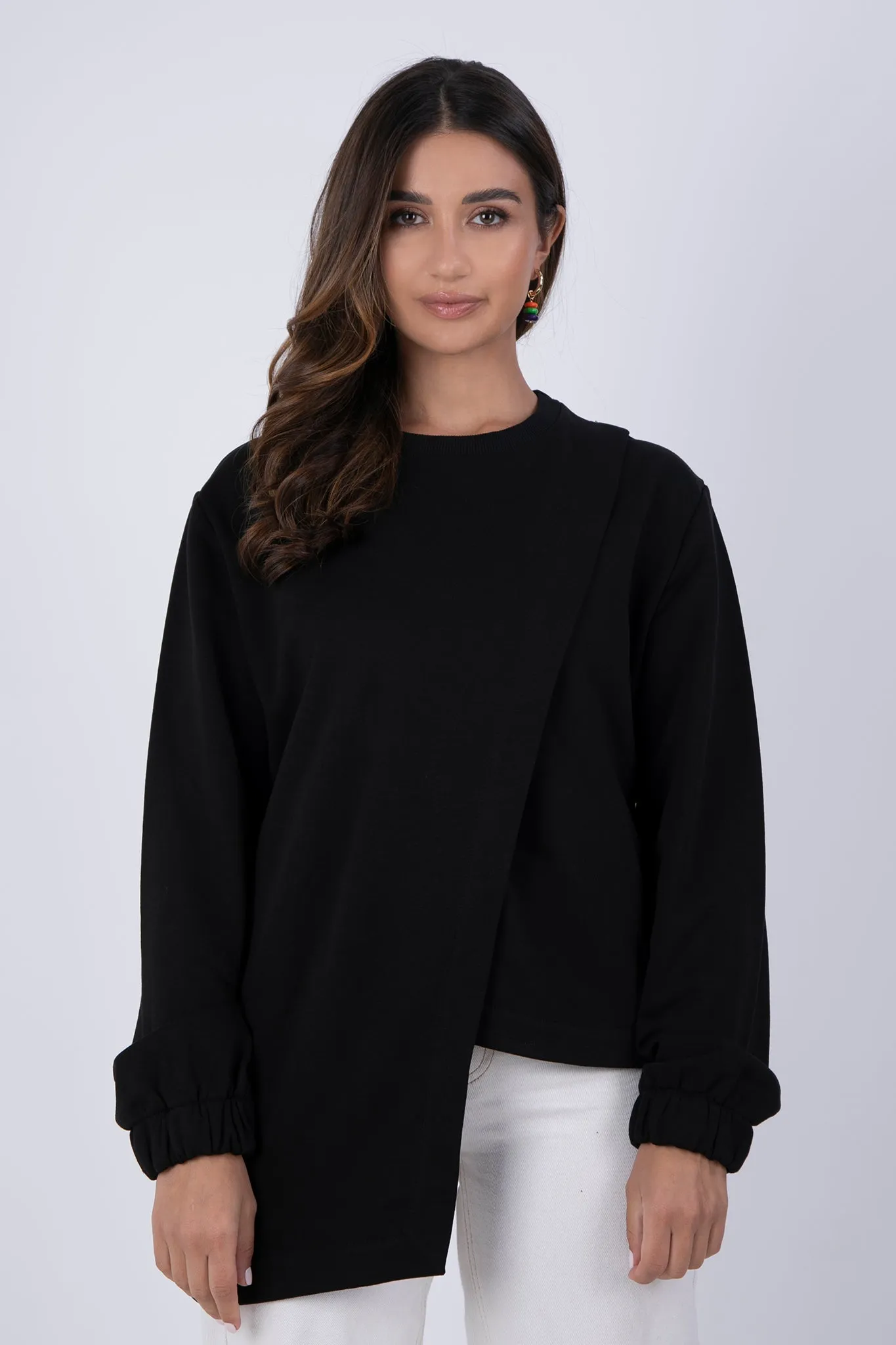 Ararat cotton sweater in black