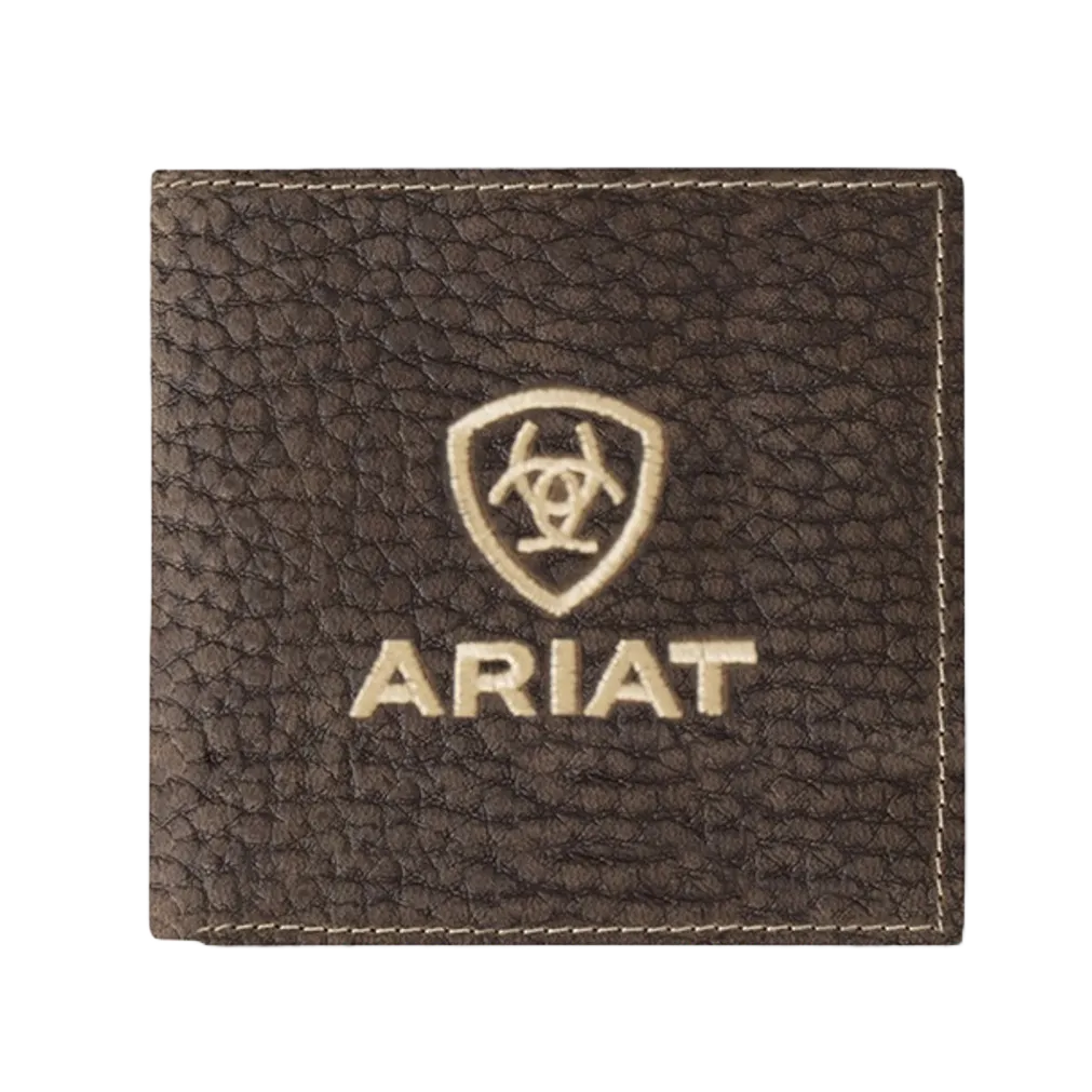 Ariat Brown Bull Hide Bifold Embroidered Wallet A3556002