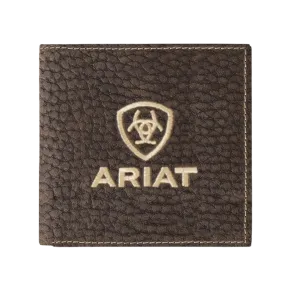 Ariat Brown Bull Hide Bifold Embroidered Wallet A3556002