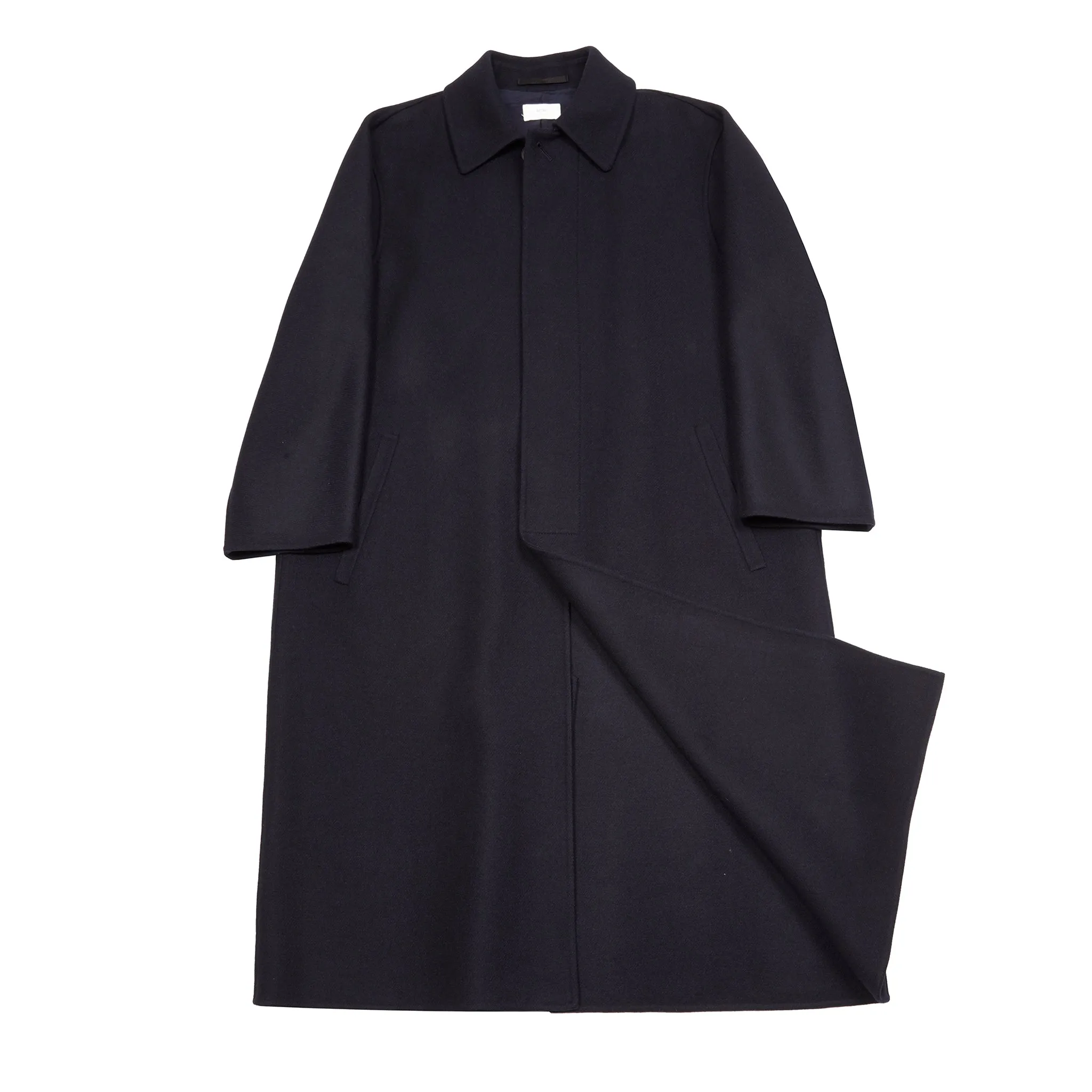 Aton Balmacaan Coat in Navy