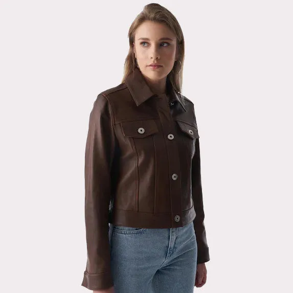 Authentic Western Tan Brown Women's Leather Jacket