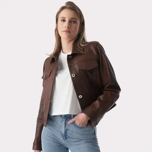 Authentic Western Tan Brown Women's Leather Jacket