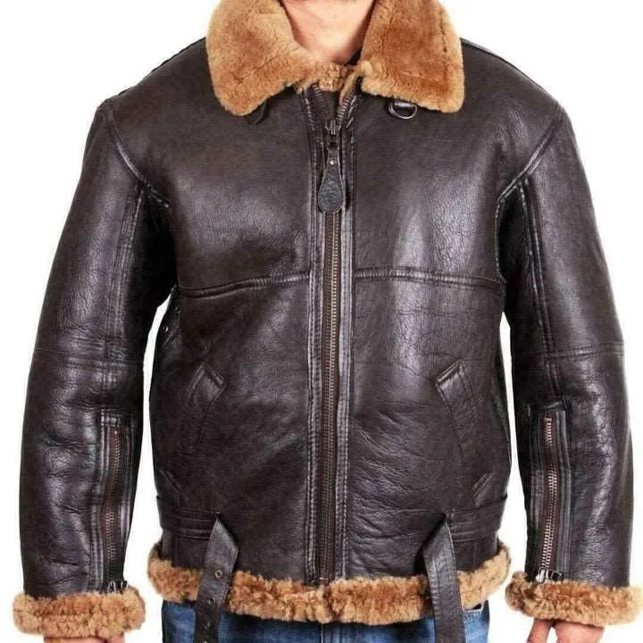 B3 RAF Aviator Shearling Bomber Jacket For Men