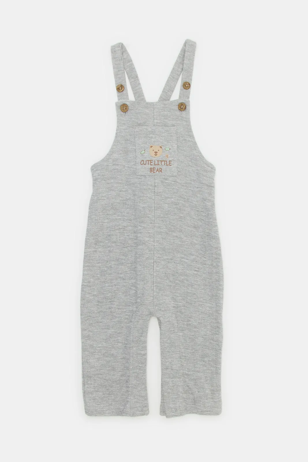 Babies Grey Jacquard Knit Dungaree Set (2 Piece)