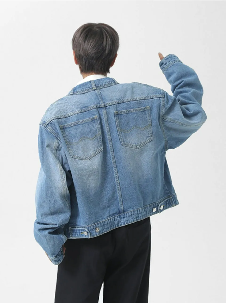 Back Pockets Slim Denim Jacket