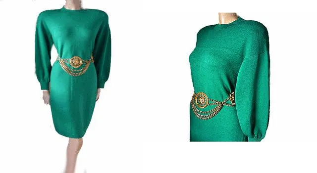 *BEAUTIFUL VINTAGE ST. JOHN BY MARIE GRAY SANTANA KNIT DRESS IN JADEITE