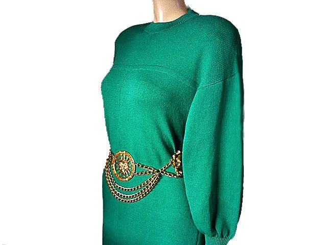 *BEAUTIFUL VINTAGE ST. JOHN BY MARIE GRAY SANTANA KNIT DRESS IN JADEITE