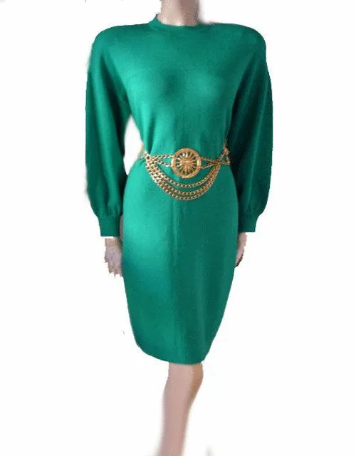 *BEAUTIFUL VINTAGE ST. JOHN BY MARIE GRAY SANTANA KNIT DRESS IN JADEITE