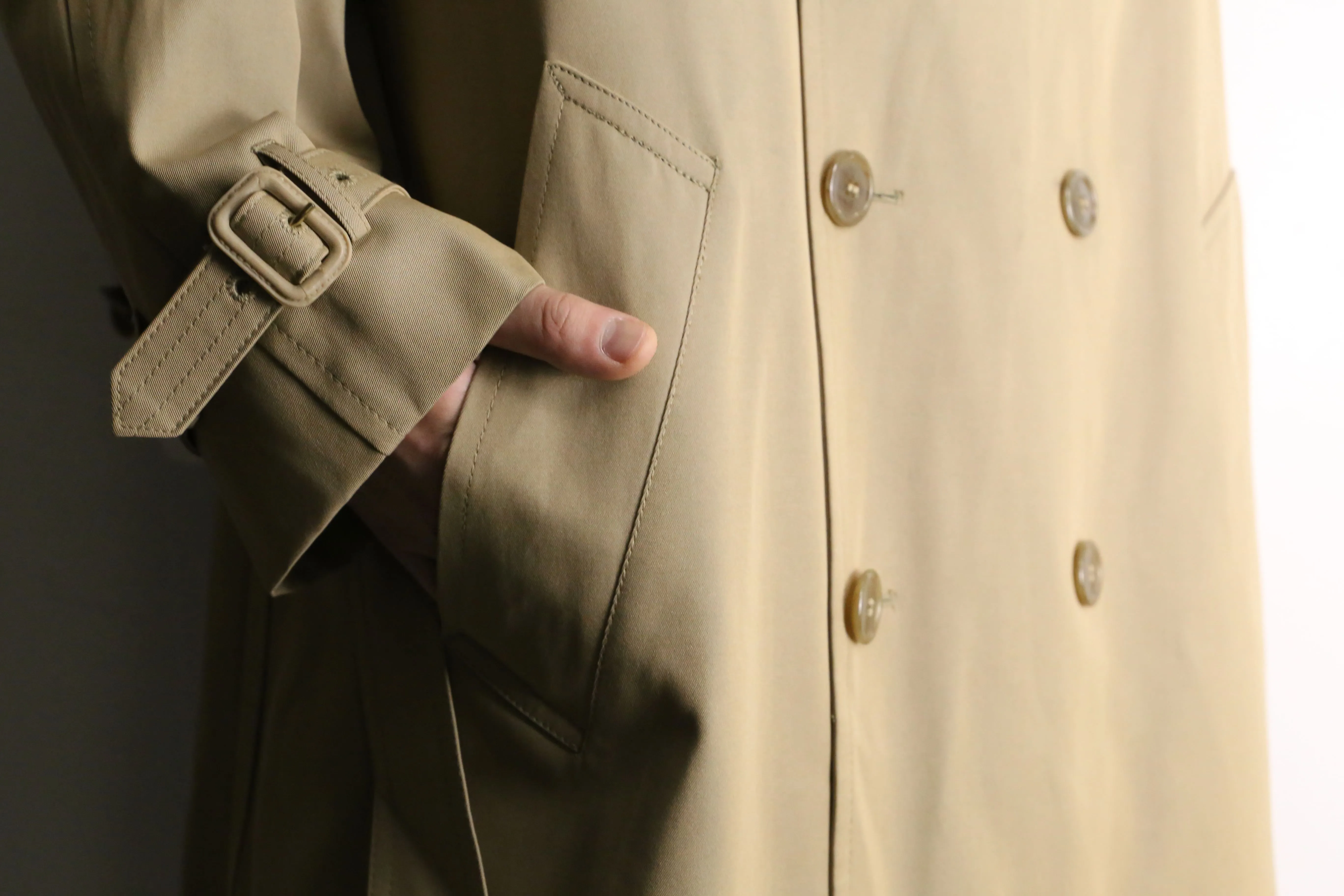 beige color 2way trench coat