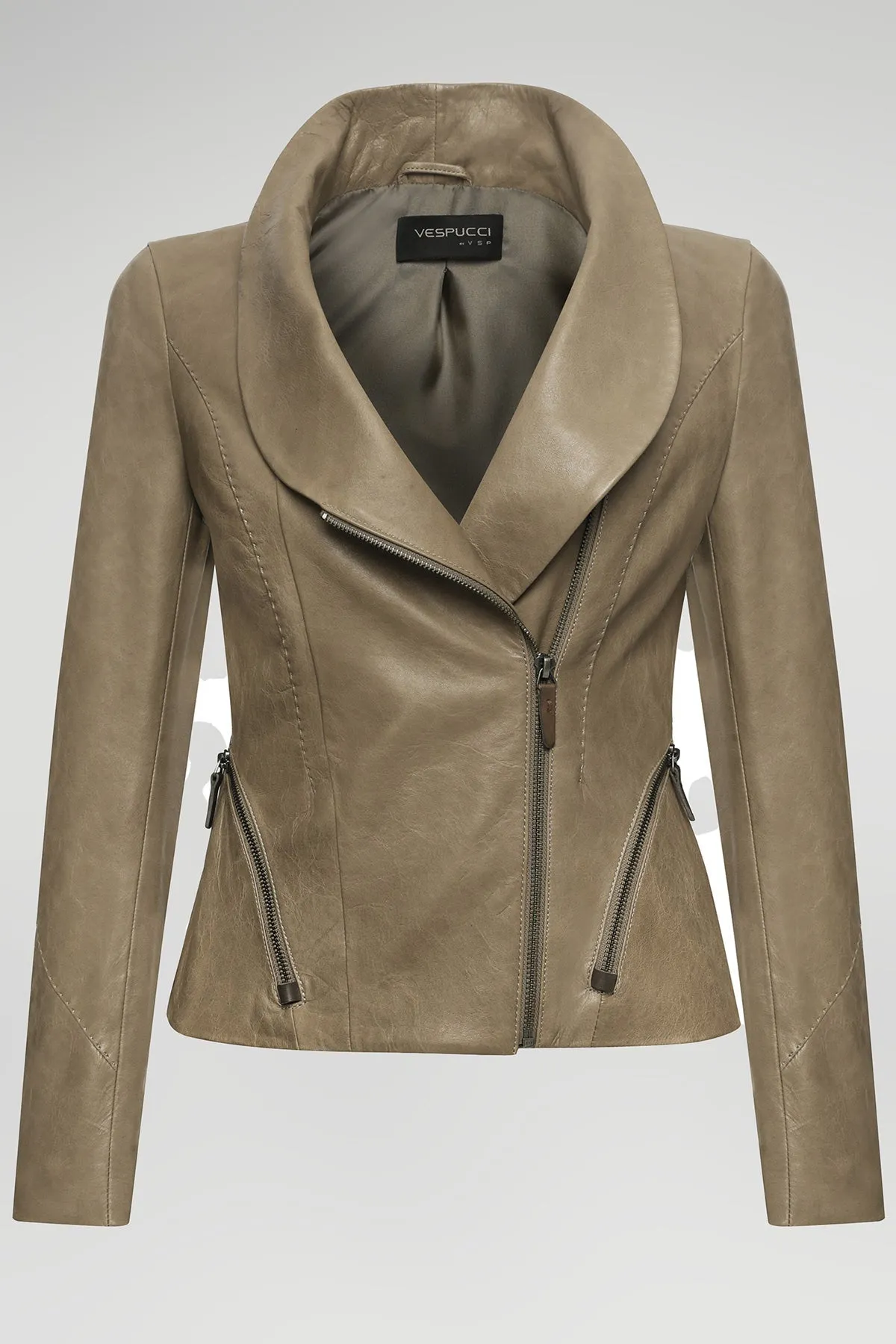 Beige Leather Jacket