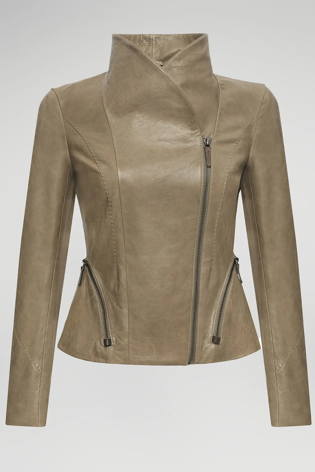 Beige Leather Jacket