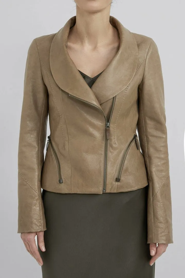 Beige Leather Jacket