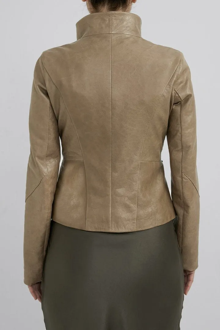 Beige Leather Jacket