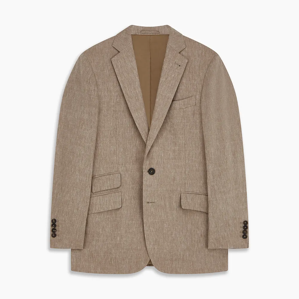 Beige Wool and Linen Blend Barrington Blazer