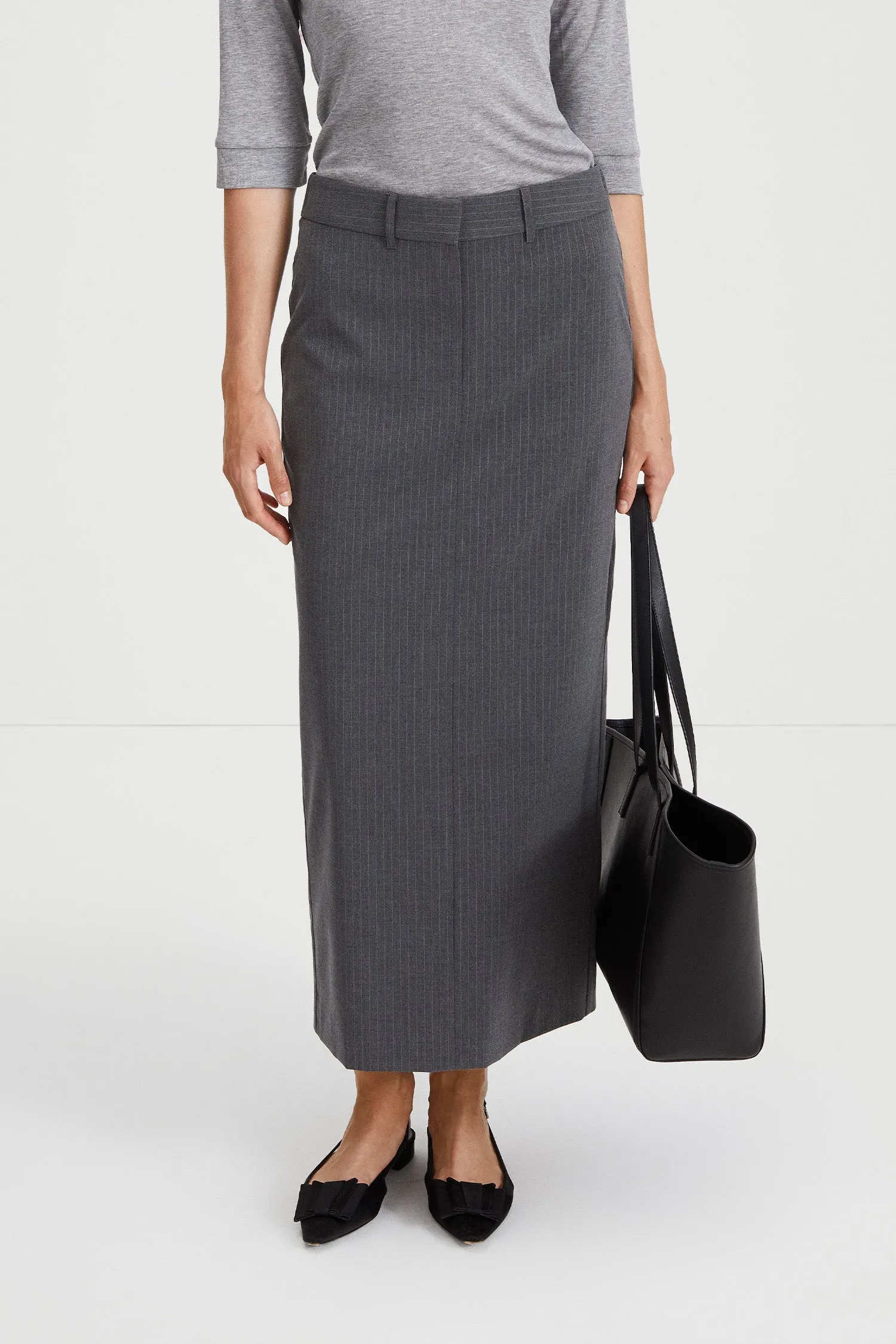 BERKELEY SKIRT - GREY PINSTRIPE