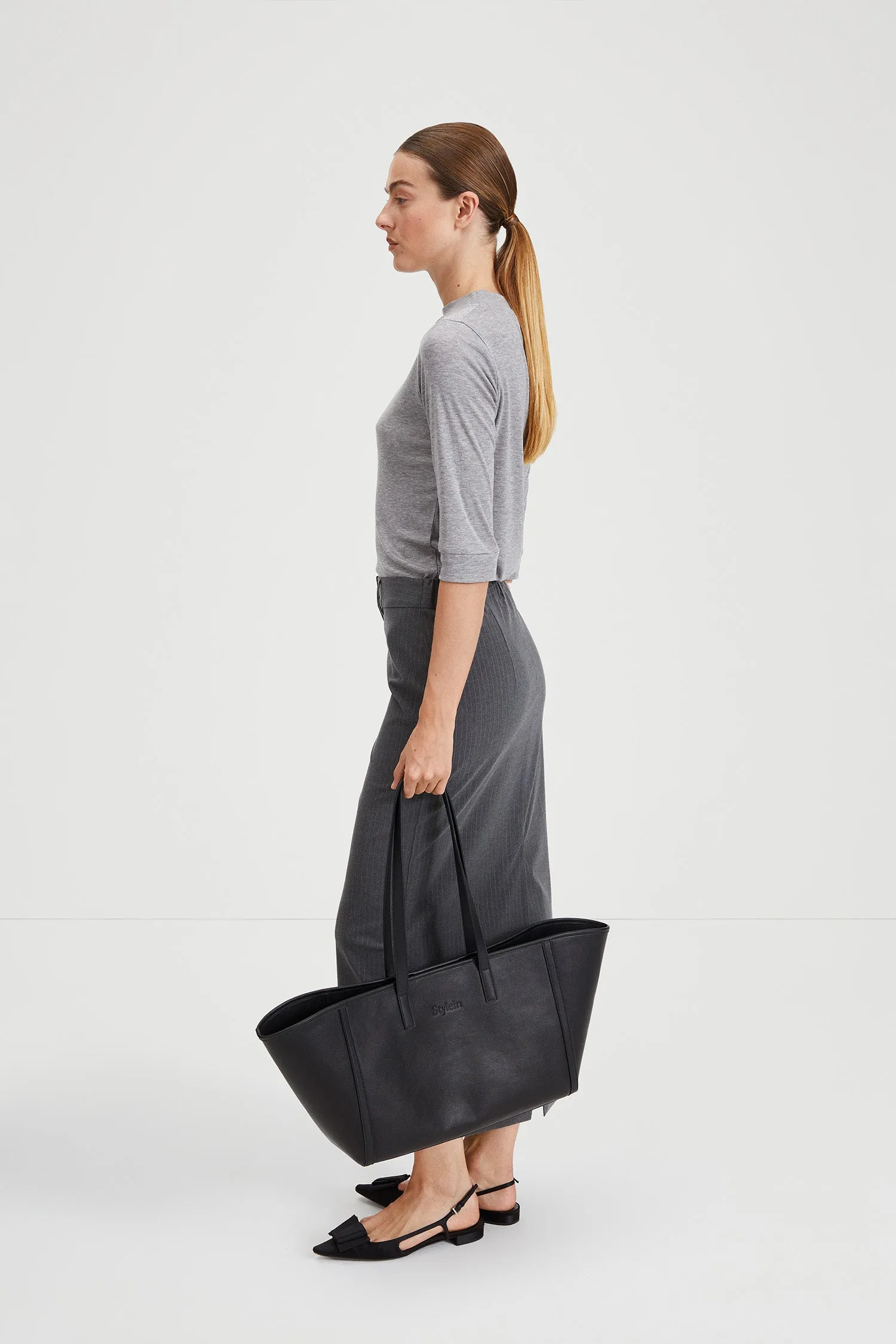 BERKELEY SKIRT - GREY PINSTRIPE