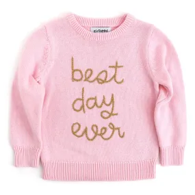 Best Day Ever Pullover Sweater - Pink/Gold