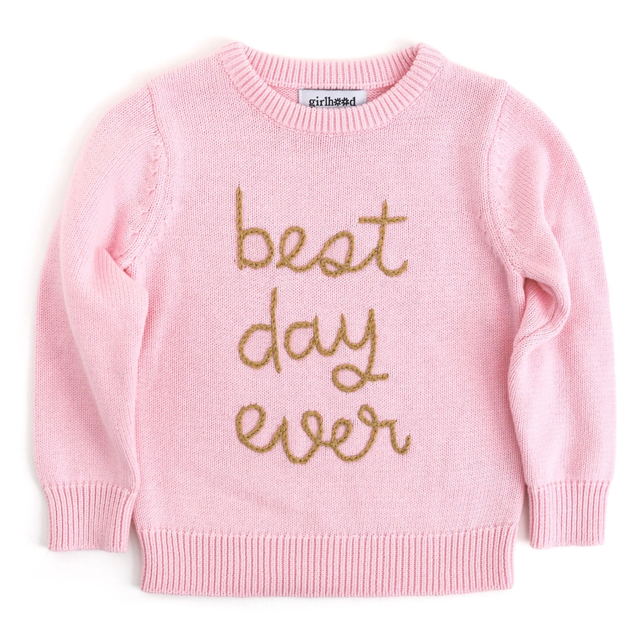 Best Day Ever Pullover Sweater - Pink/Gold