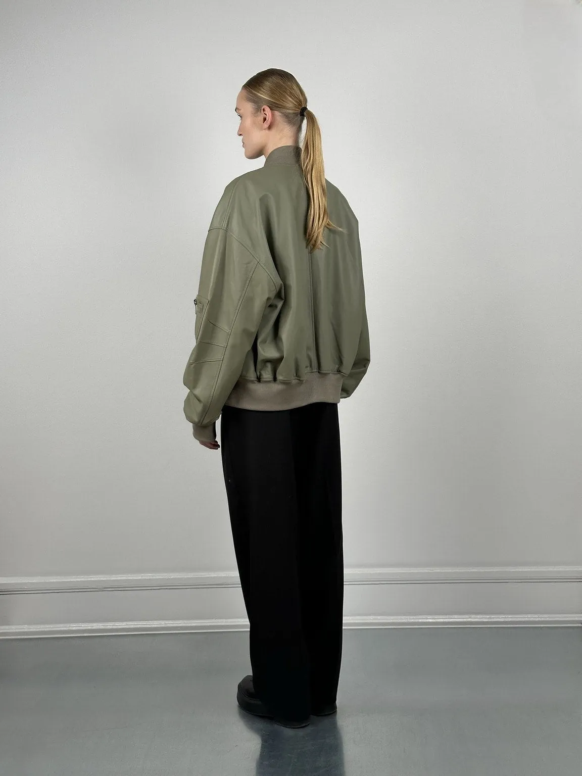 BIANCA LEATHER BOMBER  - GREEN