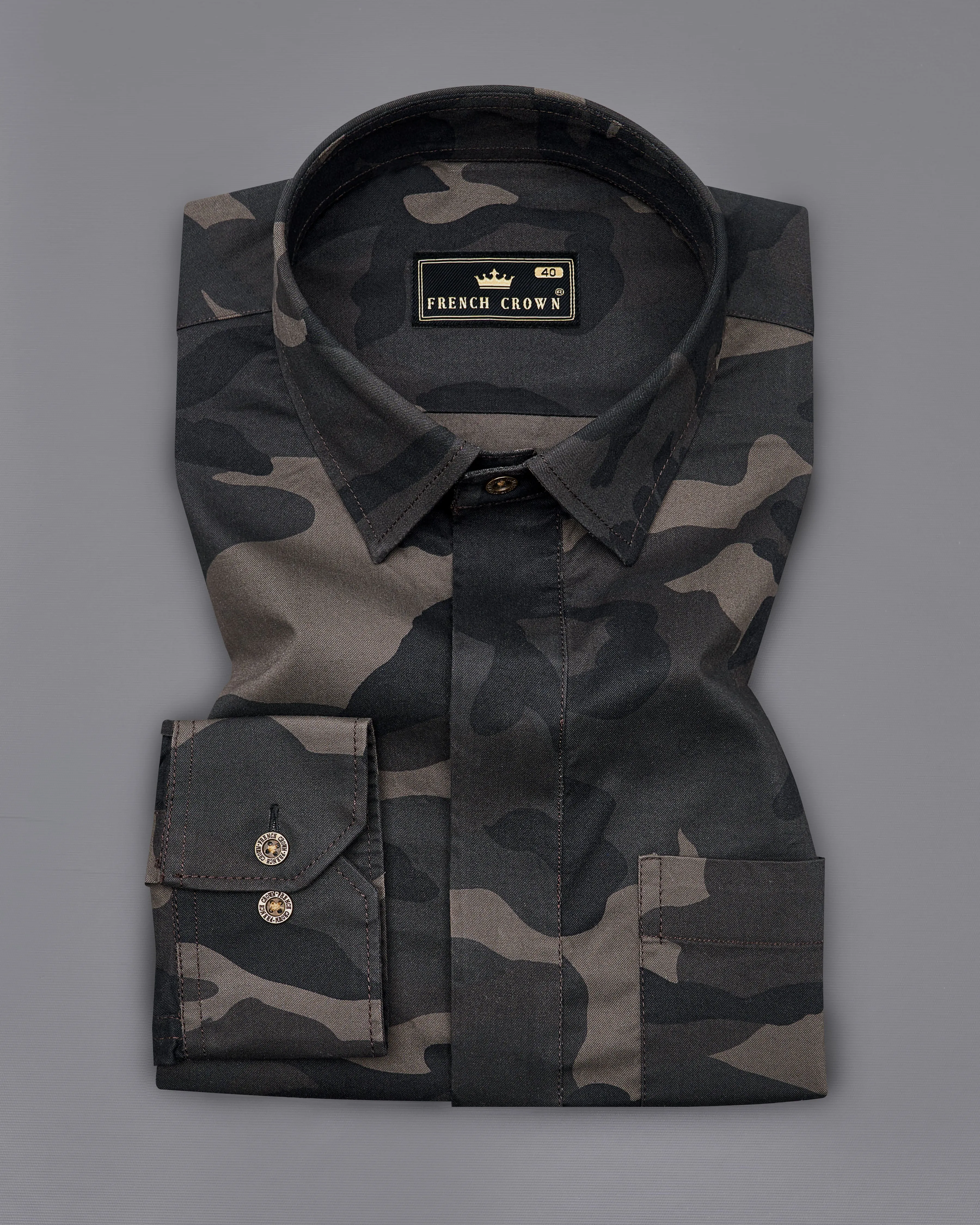 Birch Brown with Thunder Green Multi Coloured  Camouflage Military Printed Royal Oxford Designer Shirt