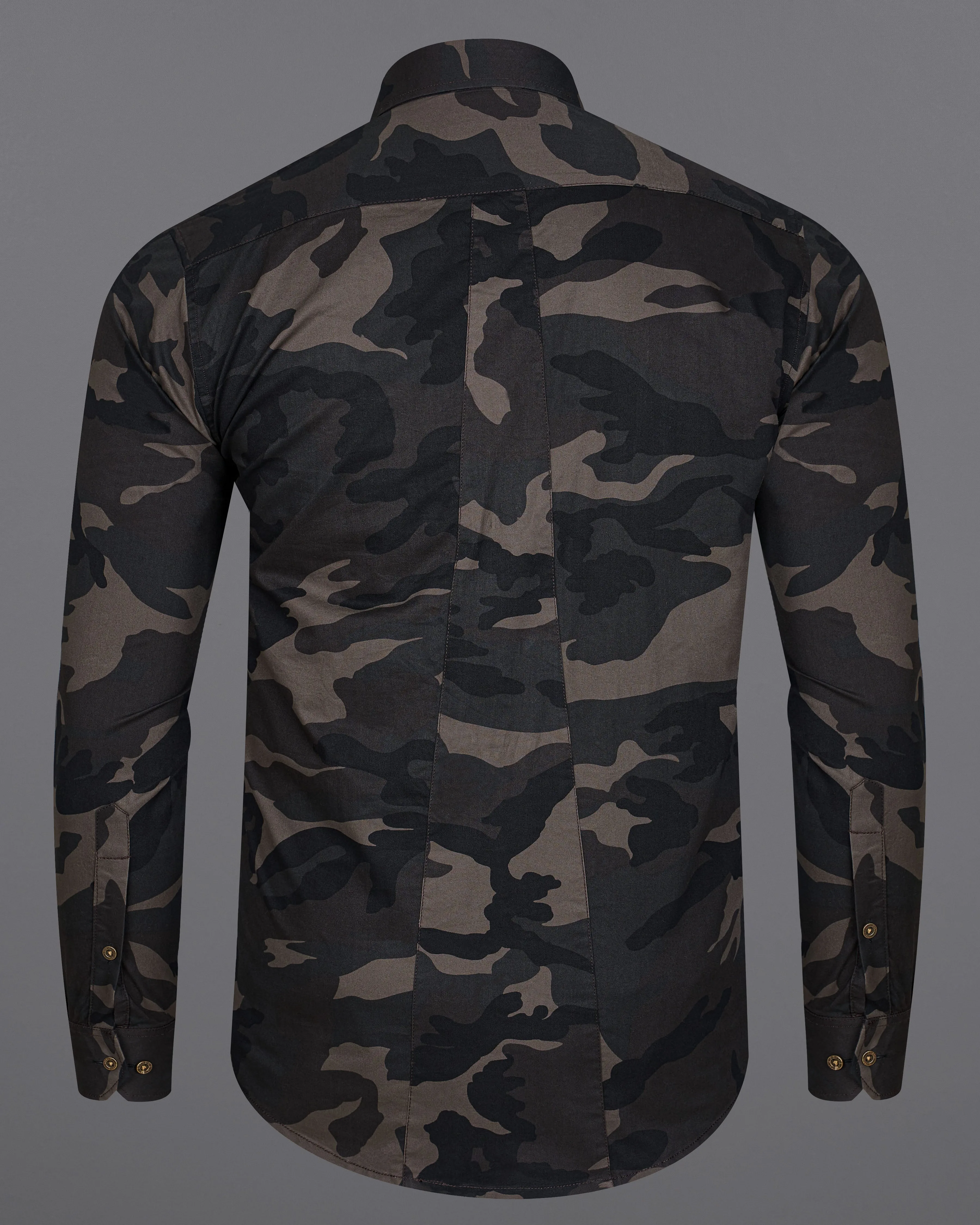 Birch Brown with Thunder Green Multi Coloured  Camouflage Military Printed Royal Oxford Designer Shirt